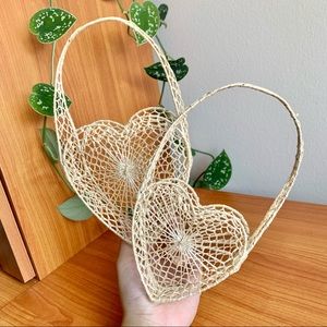 Set Of Two Woven Heart Shaped Nesting Baskets